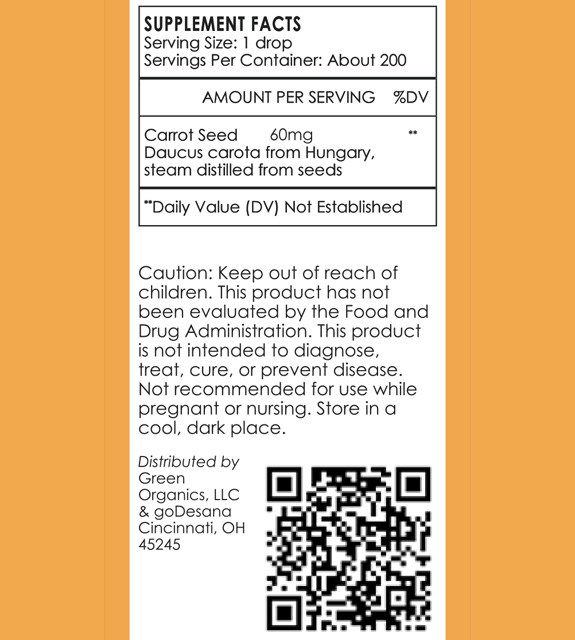 Carrot Seed Back Label