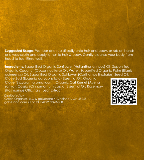 Cassia & Clove Soap Back Label