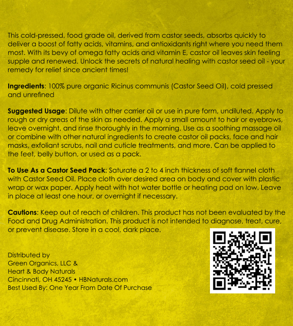 Castor Seed Oil Support Back Label