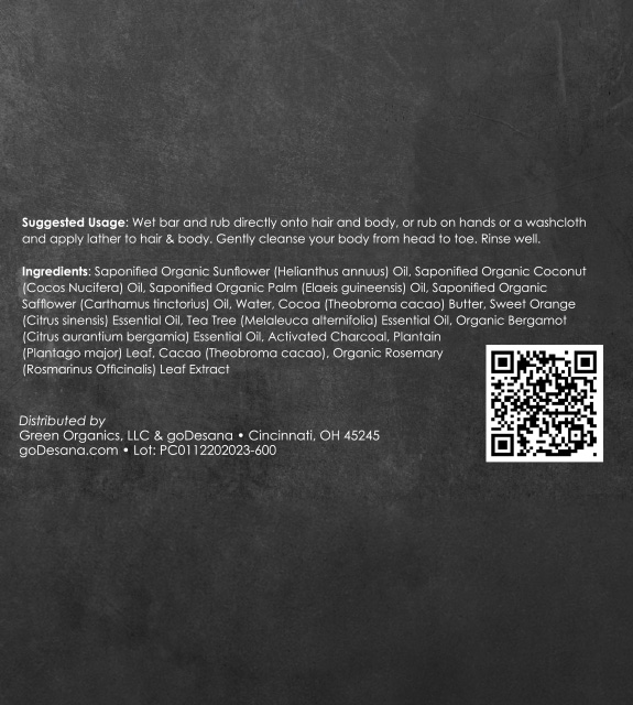 Charcoal & Cacao Soap Back Label