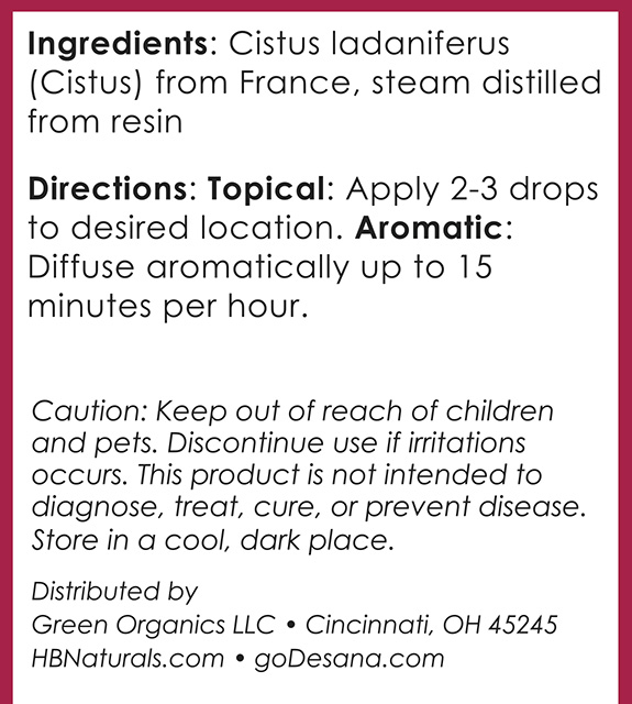 Cistus Back Label