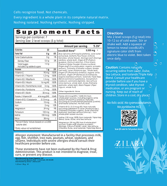 cocoBLUE 7-Day Trial Back Label
