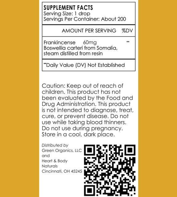 Frankincense Back Label