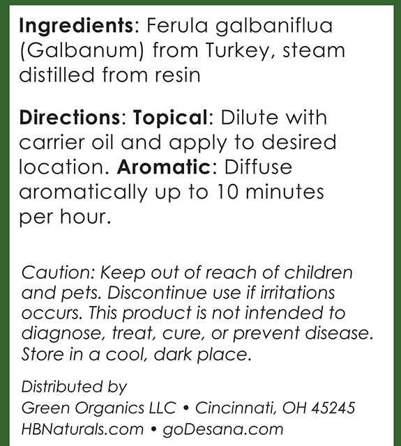 Galbanum Back Label