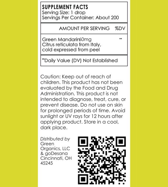 Green Mandarin Back Label