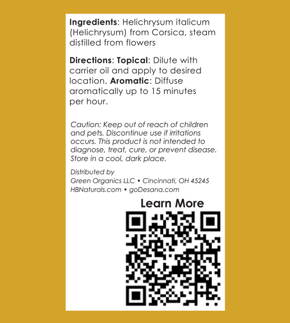 Helichrysum Back Label