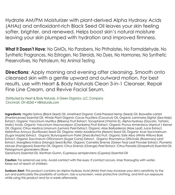 Hydrate Back Label