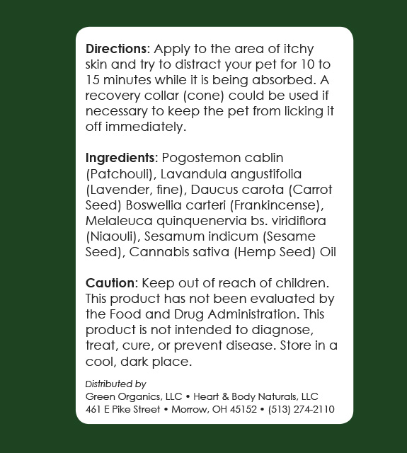 Itch Relief For Pets Back Label