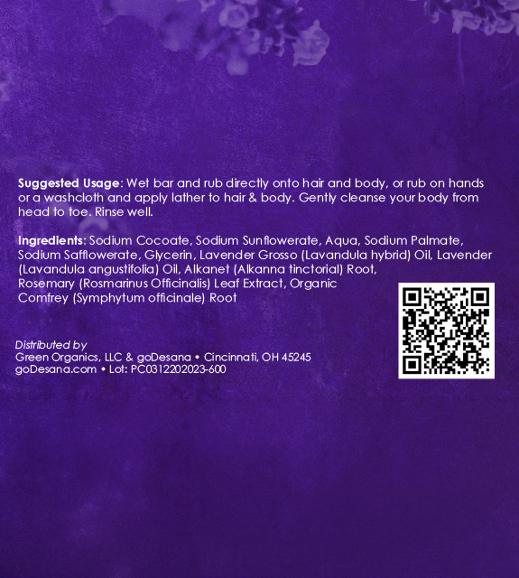 Lavender & Comfrey Soap Back Label