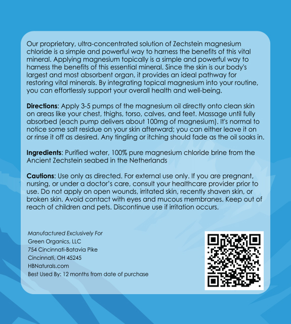 Magnesium Oil Back Label