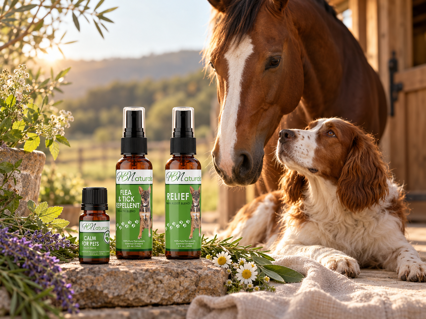 Zilara animal care products with dog and horse