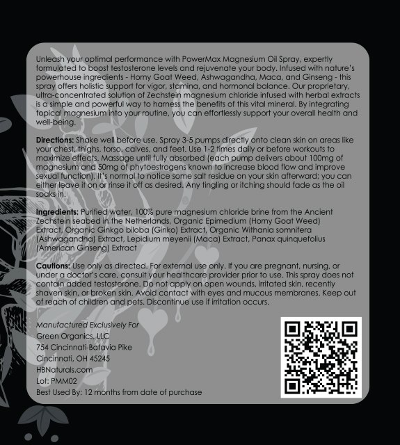 PowerMax Magnesium Oil Back Label