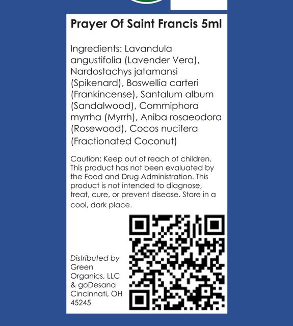 Prayer Of Saint Francis Back Label