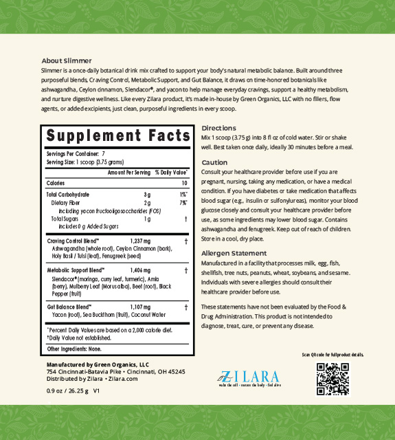 Slimmer (Original Formula) 7-Day Trial Back Label